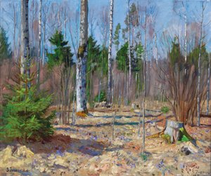 Frühlingstag ja einem Waldrand tekijältä Stanislav Zhukovsky